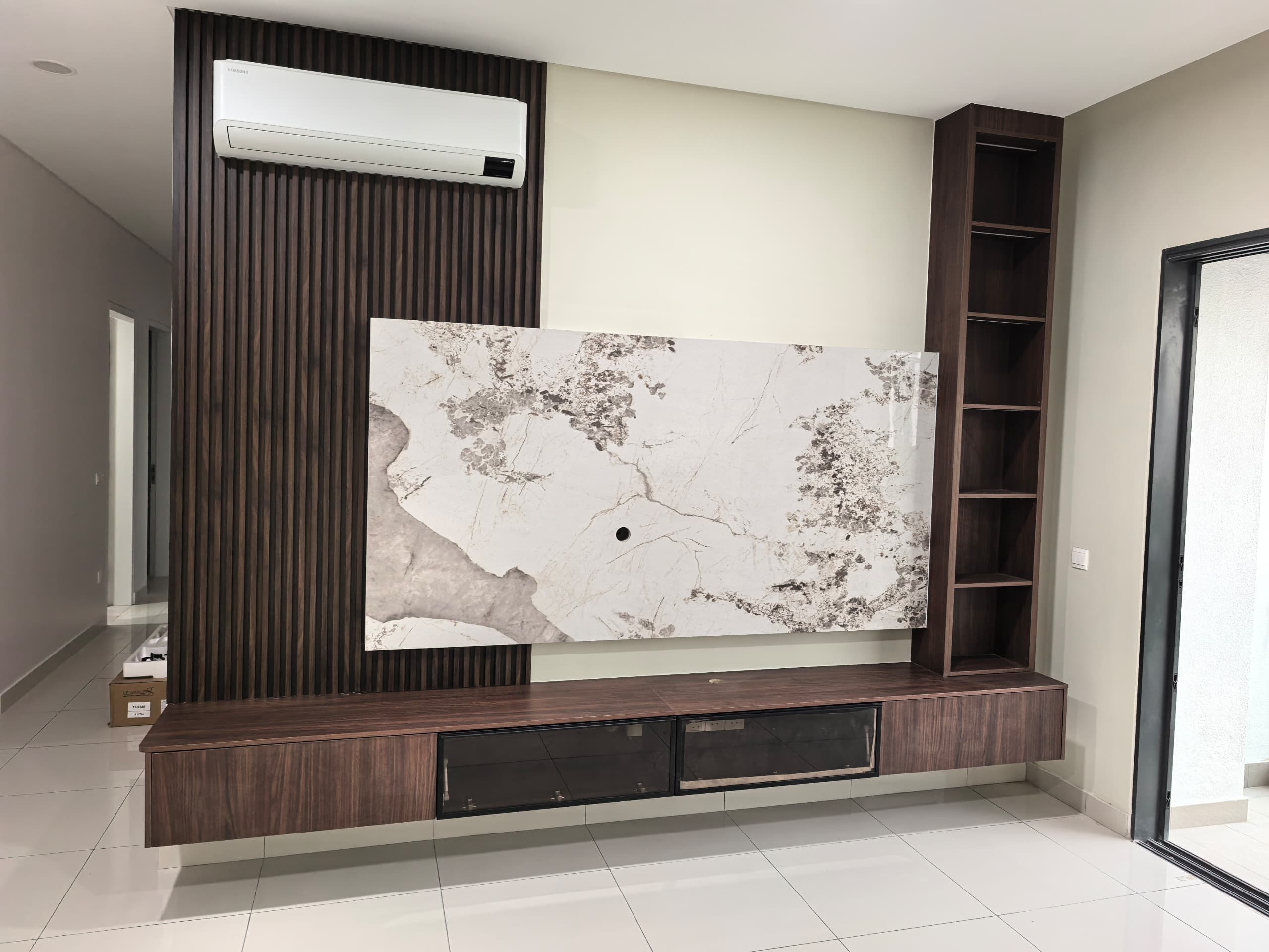 Ribbed Timber TV Wall